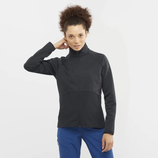 Dámské Bundy Salomon Essential Warm Full Zip Černé | CZ 41QCKTO